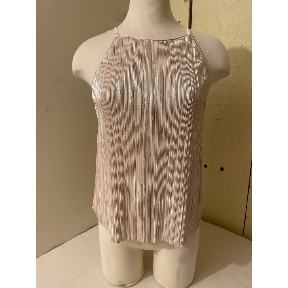 Lush Size Medium Women's Crinkle Shine Tank Top‎ High Neck Casual Dressy